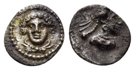 CILICIA. Uncertain mint. Time of Pharnabazos and Datames.(380-373 BC). Obol.

Weight : 0.69 gr
Diameter : 9 mm