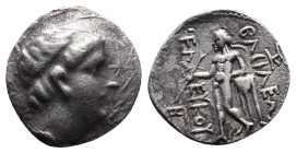 Seleukid Empire, Demetrios I Soter Imitative AR Drachm.
Reference:
Condition: Very Fine

Weight:4.22gr
Dimention:16.92mm