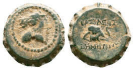 Greek Coins. Seleukid Empire, 4th - 1st century B.C. AE
Reference:
Condition: Very Fine

Weight:4.82gr
Dimention:17.60mm