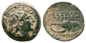 Greek Coins. Seleukid Empire, 4th - 1st century B.C. AE
Reference:
Condition: Very Fine

Weight:5.23gr
Dimention:18.34mm