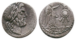 Anonymous. 211-208 BC. AR Victoriatus 
Reference:
Condition: Very Fine

Weight:1.92gr
Dimention:14.53mm