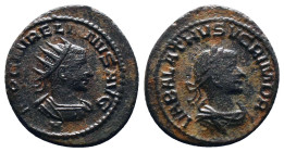 Roman Imperial Coins, Vabalathus and Aurelian. A.D. 270-275. AE antoninianus 
Reference:
Condition: Very Fine

Weight:3.53gr
Dimention:21.48mm