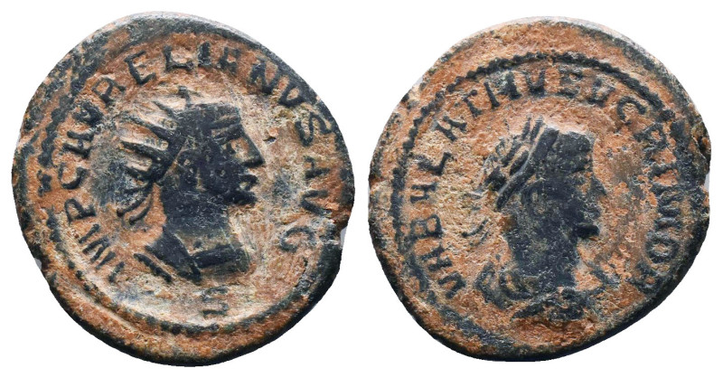 Roman Imperial Coins, Vabalathus and Aurelian. A.D. 270-275. AE antoninianus 
R...