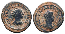 Roman Imperial Coins, Vabalathus and Aurelian. A.D. 270-275. AE antoninianus 
Reference:
Condition: Very Fine

Weight:3.83gr
Dimention:22.16mm