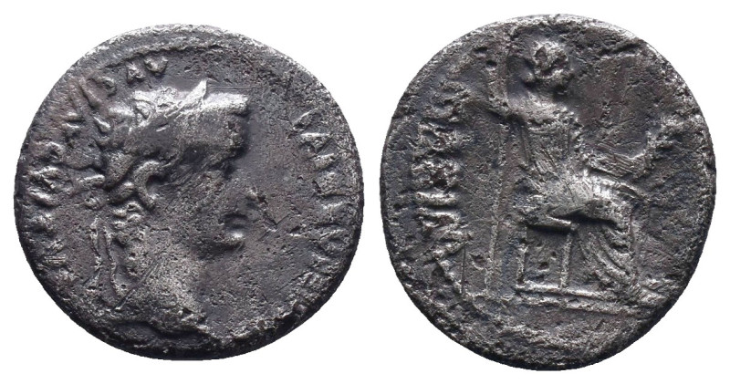 Roman Imperial Coins, Tiberius. A.D. 14-37. AR denarius. Lugdunum mint,
Referen...