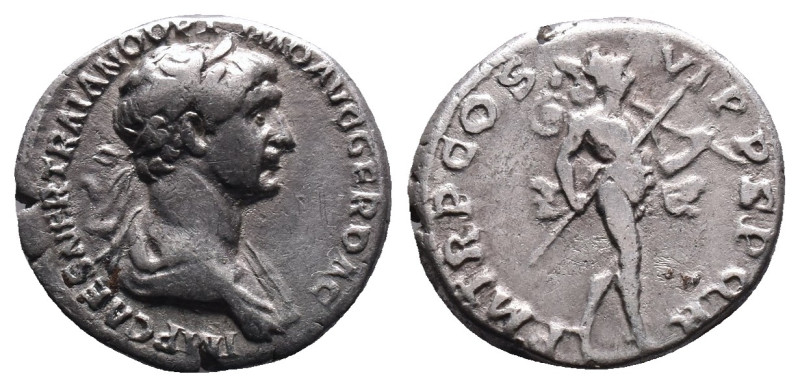 Trajan. A.D. 98-117. AR denarius 
Reference:
Condition: Very Fine

Weight:3....