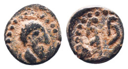 Ancient Greek

KINGS OF OSRHOENE (EDESSA). Ma'nu VIII Philoromaios, 167-179. AE (Bronze, 10,58 mm, 1,24.93 g, . Bearded and draped bust of Lucius Ve...