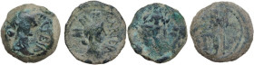 Hispania. Iberia, Carteia. Lot of two (2) AE, c. 150-100 BC. Obv. Female head with mural crown. Rev. Neptune left holding trident. ACIP-2615. AE. Abou...