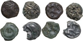 Celtic World. Northwest Gaul, Senones. Multiple lot of four (4) Potin Unit, c. 100-50 BC. BI.