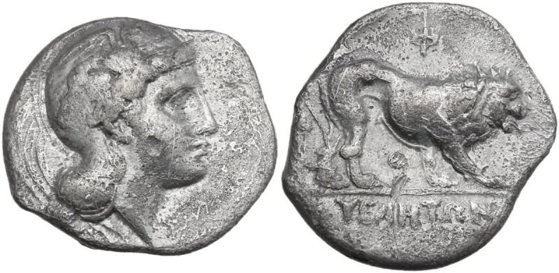 Greek Italy. Northern Lucania, Velia. AR Stater, 340-334 BC. Obv. Head of Athena...