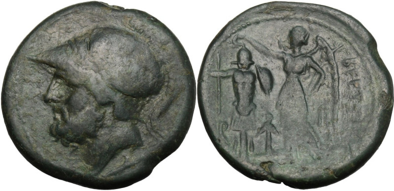 Greek Italy. Bruttium, The Brettii. AE Didrachm, 214-211 BC. Obv. Head of Ares l...