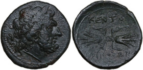 Sicily. Kentoripai. AE Tetrachalkon, late 3rd century BC. Obv. Laureate head of Zeus right; to left, eagle. Rev. ΚΕΝΤΟ/ΡΙΠΙΝΩΝ. Winged thunderbolt; be...