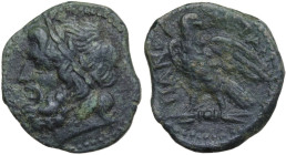 Sicily. Panormos. AE 22 mm, late third century BC. Civic coinage. Obv. Laureate head of Zeus left. Rev. Eagle with spread wings standing left on thund...