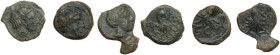 Sicily. Syracuse. Multiple lot of three (3) AE Onkiae. Obv. Head of Arethusa to right. Rev. Octopus. HGC 2 1434. AE. Nice lots.