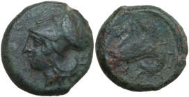 Sicily. Syracuse. Dionysos I to Dionysos II. AE 17.5 mm, c. 375-344 BC. Obv. Head of Athena in Corinthian helmet left. Rev. Hippocamp swimming left. H...