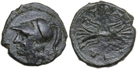 Sicily. Syracuse. Agathokles (317-289 BC). AE 14 mm. Obv. Helmeted head of Athena left. Rev. Winged thunderbolt. CNS II 118. AE. 2.07 g. 14.00 mm. VF.