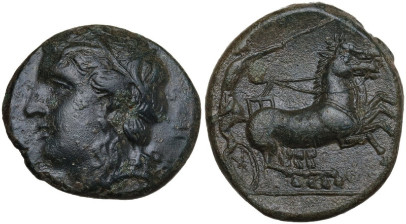 Sicily. Syracuse. Hiketas (287-278 BC). AE 18 mm, c. 287-278 BC. Obv. Head of Pe...