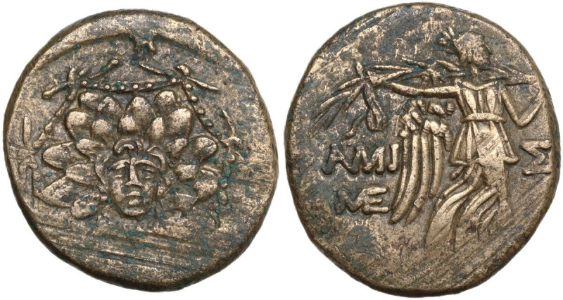 Greek Asia. Pontos, Amisos. AE 21.5 mm, c. 90-85 BC. Obv. Aegis. Rev. Nike advan...