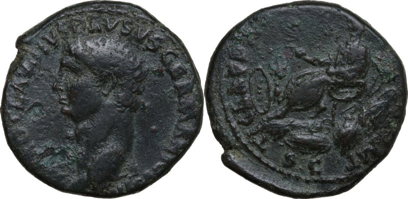 Claudius (41-54). AE Sestertius, 41-50. Obv. Head of Nero Claudius Drusus left, ...