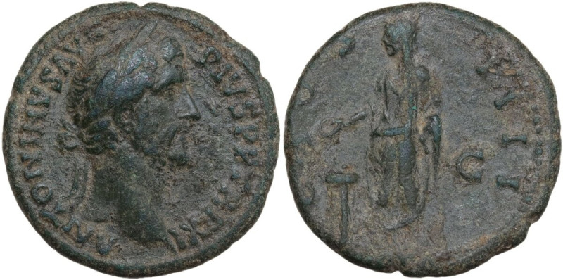 Antoninus Pius (138-161). AE As, 147-148. Obv. Laureate head right. Rev. Emperor...