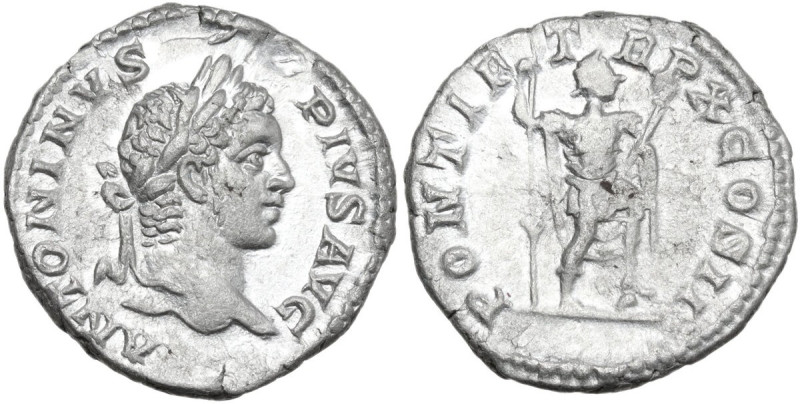 Caracalla (198-217). AR Denarius, 207 AD. Obv. ANTONINVS PIVS AVG. Head of Carac...