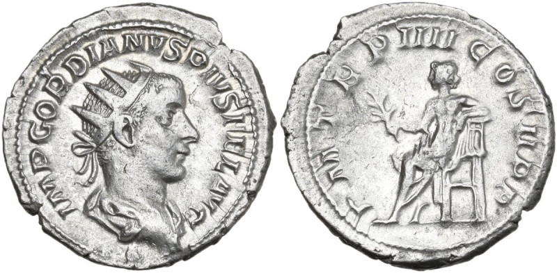 Gordian III (238-244). AR Antoninianus, 241-243. Obv. Radiate, draped and cuiras...