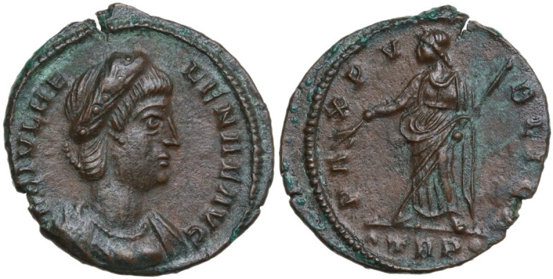 Helena, mother of Constantine I. AE 14 mm, 337-340 AD. Treveri mint. Obv. Diadem...