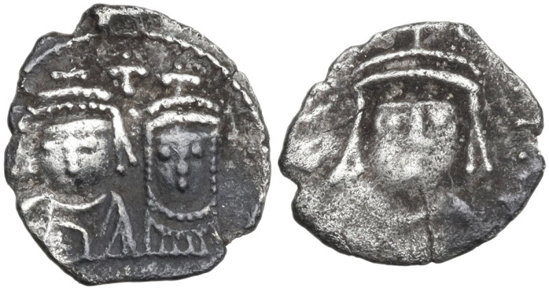 Heraclius, with Martina and Heraclius Constantine (610-641). AR Half Siliqua. Ca...