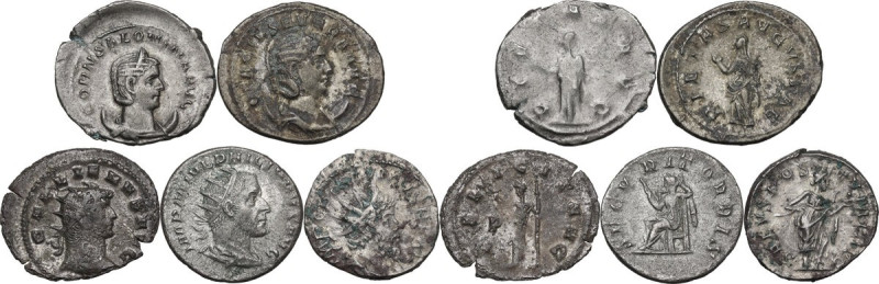 The Roman Empire. Multiple lot of five (5) unclassified AR Antoniniani of Philip...