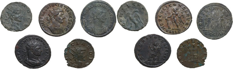 The Roman Empire. Multiple lot of five (5) AE Antoniniani. AE.