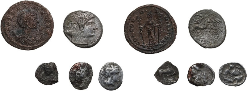 Miscellaneous from ancient world. Multiple lot of six (6) unclassified AR/AEcoin...