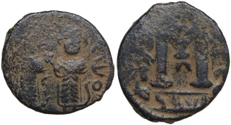 The Umayyad Caliphate. Arab-byzantine, pre-reform coinage. AE Fals, Baalbek mint...