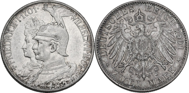 Germany. Prussia. Wilhelm II (1888-1918). AR 2 Mark, Berlin mint, 1901A. KM 525....