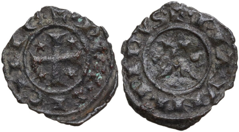 Italy. Manfredi (1258-1266). Denaro, 1258-1263, Brindisi mint. Obv. Grande A acc...