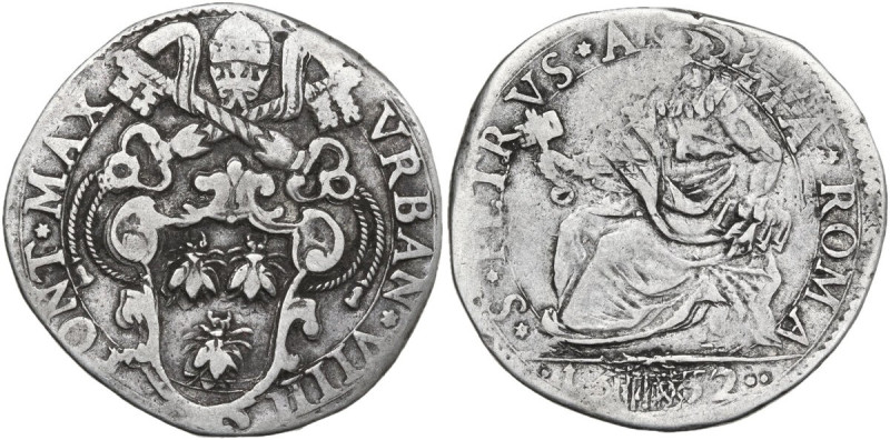 Italy. Urbano VIII (1623-1644) Maffeo Barberini. AR Testone 1632, Roma mint. Ber...