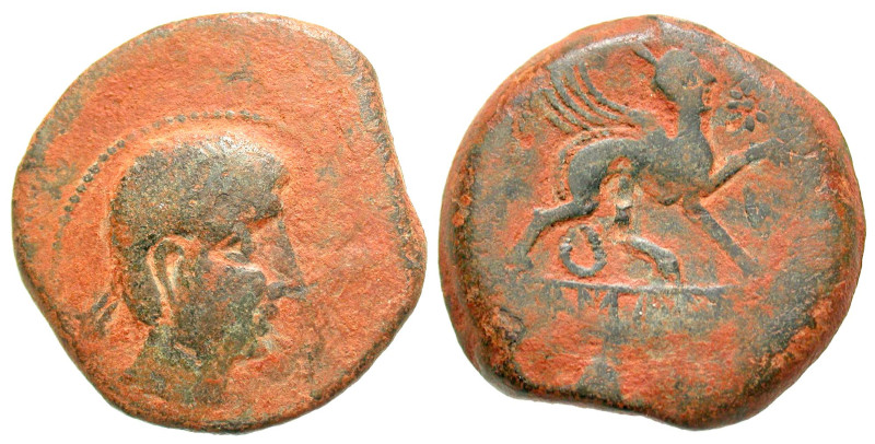 "Iberia, Kastilo. Early 2nd century B.C. AE 34 (34.1 mm, 25.77 g, 4 h). Diademed...