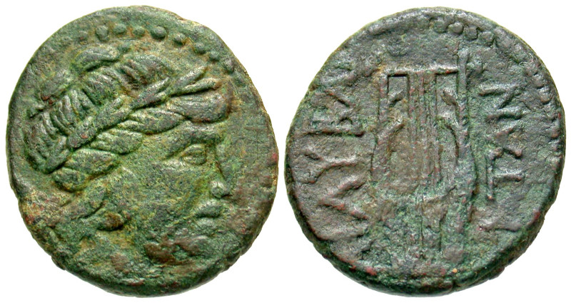 "Sicily, Lilybaion. Ca. 200-150 B.C. AE hemilitron (23.6 mm, 7.61 g, 12 h). Laur...