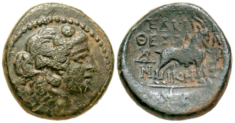 "Macedon, Thessalonika. 187-31B.C.. AE 23 (22.7 mm, 8.29 g, 12 h). Head of Diony...