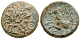 "Pisidia, Termessos. 1st century B.C AE 18 (18.4 mm, 5.60 g, 1 h). Dated CY 32 (40/39 B.C.) Laureate head of Zeus right / TEP, forepart of horse left,...