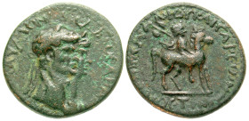 "Lydia, Mostene. Claudius, with Agrippina II. A.D. 41-54. AE 20 (20.5 mm, 4.37 g, 12 h). Pedanius, magistrate. TI KΛAYΔION KAICAPA ΘEAN AΓΡIΠΠINAN, Ju...