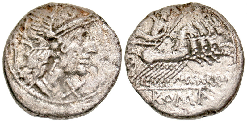 "M. Papirius Carbo. 122 B.C. AR denarius (18.3 mm, 3.41 g, 1 h). Rome mint , Str...