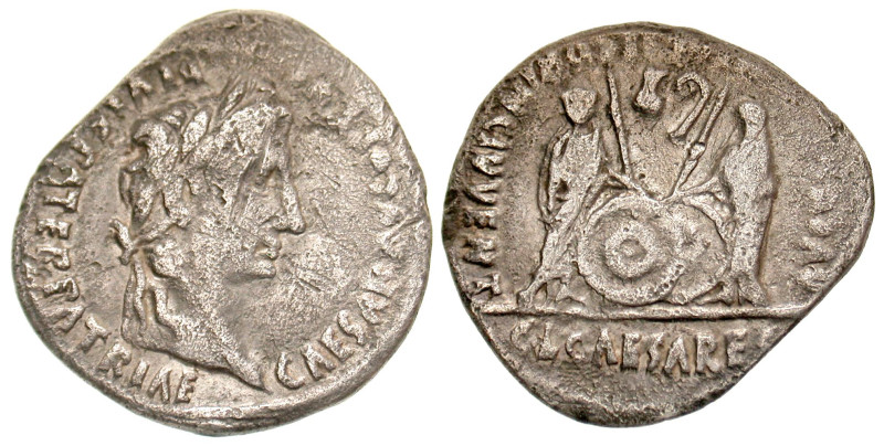 "Augustus. 27 B.C.-A.D. 14 AR denarius (19.8 mm, 3.54 g, 9 h). Rome mint, Struck...