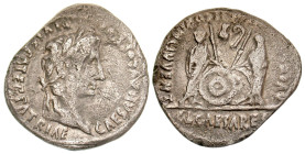 "Augustus. 27 B.C.-A.D. 14 AR denarius (19.8 mm, 3.54 g, 9 h). Rome mint, Struck 7-6 B.C. CAESAR · AVGVSTVS DIVI · F · PATER · PATRIAE, laureate head ...