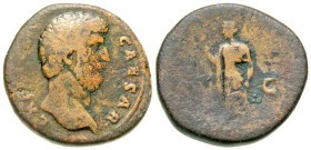 "Aelius. Caesar, A.D. 136-138. AE sestertius (31.5 mm, 24.3 g, 6 h). Rome mint, Struck A.D.137. L AELIVS CAESAR, Bare head of Aelius right / [TR POT C...