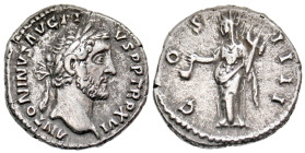 "Antoninus Pius. A.D. 138-161. AR denarius (18.3 mm, 3.09 g, 5 h). Rome mint, struck A.D. 152-153. ANTONINVS AVG PIVS PP TR P XVI, laureate head right...