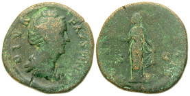 "Faustina I. Augusta, A.D. 138-140/1. AE sestertius (33.7 mm, 25.56 g, 11 h). Posthumous Commemorative by Antoninus Pius. Rome mint, Struck after A.D....
