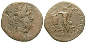 "Commodus. A.D. 177-192. AE sestertius (31.4 mm, 20.84 g, 7 h). Rome mint, struck A.D. 192. L AEL AVREL COMM AVG P FEL, laureate head right / HERACLI ...