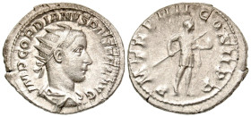 "Gordian III. A.D. 238-244. AR antoninianus (23 mm, 3.82 g, 1 h). Rome mint, struck A.D. 241. IMP GORDIANVS PIVS FEL AVG, radiate, draped and cuirasse...