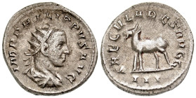 "Philip II. A.D. 247-249. AR antoninianus (22.3 mm, 3.92 g, 1 h). Rome mint, struck A.D. 248. IMP PHILIPPVS AVG, radiate, draped and cuirassed bust ri...