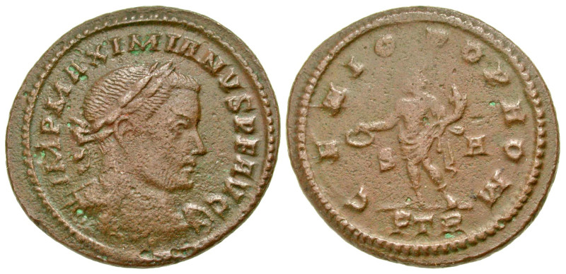 "Maximianus. Second reign, A.D. 307-308. BI follis (28 mm, 7.23 g, 6 h). Trier M...